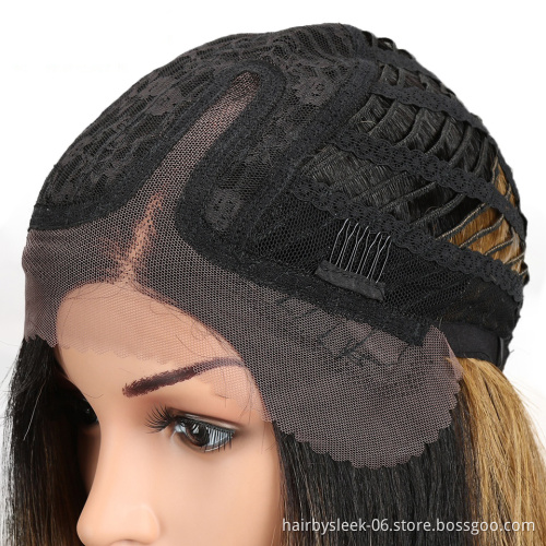 ''REBECCA FASHION''  28 inches Ombre Blonde Long Straight Heat Resistant Fiber Lace Front Wigs Synthetic Hair Wigs For Women